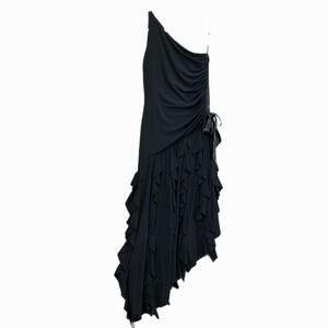 VTG 90s Y2K  Sz 10 Dress Black Stretch Whimsigoth Witchy Dark Romantic EUC